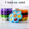 7 Holes Ice Cream Pops Mold Silicone Tray Lolly Food Supplement Box Fruit Shake Accessories 220531