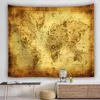 Hippie Boho Map Carpet Wall Hanging Psychedelic Tapestry World Map Abstract Retro Farm Decor Wall Carpet Blanket Mattress J220804