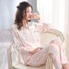 Dames Tweedelige Pyjama Lente Lange Mouw Broek Sweet Nachtkleding Simple Cardigan Homewear Pure Cotton Pyjama Set 220329