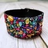 Bangle 4unik Handgjorda kvinnor Multi Color Natural Shell Stone Leather Armband Boho Gift 4UN-BG01Bangle