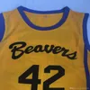 Maillot de basket-ball pour hommes, Teen Wolf Scott Howard 42 Beacon Beavers, 100% cousu jaune S-XXL