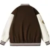 Giacche da uomo Lettera da uomo Ricamo Varsity Giacca Donna PU Manica in pelle American Retro Spring College Uomo Hip Hop Street BomberMen'