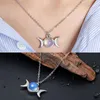 Hängsmycke Halsband Opal Bead Triple Goddess Moon Necklace Healing Crystal Natural Stone Sailor för kvinnor