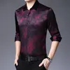 Men's Casual Shirts Big Size Real Silk Purple For Mens Wedding Party Fashionable Comfortable Cozy Social Office Dress Satin Lilac TopsMen's