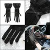Five Fingers Gloves Mittens Hats Scarves Fashion Accessories Wedding Thin Lace Bow Women Fl Finger Short Glove Punk Black Mesh Drop Deliv