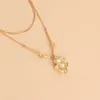 Vintage mehrschichtige geometrische Münze Anhänger Halskette für Frauen Gold Farbe Mode verdrehte Perle dünne Kette Halsschmuck