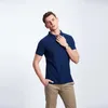 Cust High End Team Office Polo Shirt Anpassat företag Topptryckt broderade textbilder Fashion Style med Split Hem 220712