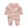 Jumpsuits Spring Autumn Infant Baby Girls Rompers Lång ärm Cherry Printing Born Cute Knit ClothesJumpsuits
