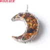 WOJIAER Natural Stone Moon Tree of Life Pendant Crystal Craft Gift Chip Gem Jewelry Accessories BO980