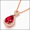 Collane a ciondolo Ruby Sapphire Necklace Elegant Romantic Create Create Tourmaline Gemstone per Women Wedding Jewelry Sier Hjewelry Drop dhevd