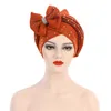 Berets Bowtie Turban Caps For Women Fashion African Headtie Nigerian Wedding Gele Muslim Headscarf Bonnet Female Head Wraps 2022B8779616