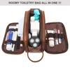 Borsa da toilette da viaggio per uomo Rasatura Dopp Kit Borsa da viaggio Impermeabile Articoli da toeletta da bagno Organizer Borse cosmetiche in pelle PU 220421