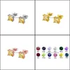 Stud Earrings Jewelry Ailin 925 Sterling Sier Personalized Square Birthstones Fashion For Women Drop Delivery 2021 Se4D5