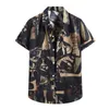 Chemises décontractées pour hommes Shirt Summer Hawaiian Print Sleeve pour hommes Slim Fit Button Up Streetwear Chemise Homme
