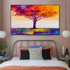 Peinture à l'huile d'arbre coloré, toile, affiche imprimée, tableau d'art mural nordique pour salon, décoration de la maison, sans cadre7296576