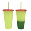 5pcs Reusable Drinkware Color Changing Cups Cold Drinks Travel Tumbler with Lid Straw Fast Deliver By Sea