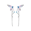 Baumeln Kronleuchter Koreanische Lila Kristall Schmetterling Tropfen Ohrringe Frauen Junge Mode Imitation Perle Quaste Kette Ohrring Schmuck GeschenkDang