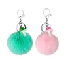 Keychains Artificial Fur Ball Keychain Plush Pom Furry Key Chains Rings Söta svamphänge Keyring Holder Christmas Gift Enek22