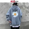 Lappster Men Flower Fleece Hoodsed Hoodies Herfstheren Oversized Koreaanse mode Sweatshirts 5 kleuren Black Hip Hop Hoodie 201113