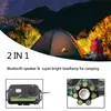 Lampe frontale intelligente Led Haut-parleur Bluetooth Phare Lumen Zoom Tête de batterie rechargeable USB