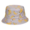 Berets Fashion Female Panama Bucket Hat Men Women Summer Cap Banana Print Bob Hip Hop Gorros Fishing Fisherman Sun CapBerets