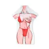 Zomer desginer 3D cartoon print jurk sexy spoof bikini draagt ​​patroon bedrukte korte mouw boven kniejurken voor vrouwen vrouwelijke vrouw