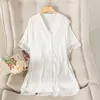 Women's Sleepwear V-Neck Lace Nightshirt Summer Lady Lounge Wear Sleepdress Oversize Full Slip Nightgown Sleep Shirt Home Dressing Gown Slee