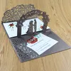 Bröllopsinbjudningar Trefold Laser Hollowed Out Threedimensional Creative Wedding Highgrade Letter Greet Card