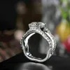 Bröllopsringar söt söt tjej fingerring med blommorformad romantisk smycken kreativ design kristall zirkoniumtillbehör gåva