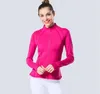 Chaqueta con cremallera Top Traje con capucha Ropa de yoga Manga larga Agujero para el pulgar Entrenamiento Correr Lu Mujeres Slim Fitness Lulu Rz7q