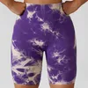 Tie-Dye Seamless Yoga Pants Stretch Running Workout Shorts Fitness Women High Waist Hip Lift Slim Fit Sports Shorts