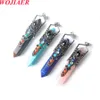 WOJIAER New 7 Chakras Vintage Men Pendant Hexagonal Point Lapis Stone For Women Jewelry BO981