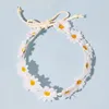 Couronne de tournesol chrysanthème tressé en corde de paille, bandeau marguerite, couronne de fleurs bohème, couvre-chef, accessoires pour cheveux hawaïens