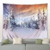 Inverno Foresta Paesaggio Tappeto da parete Bianco Fiocco di neve Albero di Natale Granate Appeso Coperta Soggiorno Camera da letto Dormitorio Decorazione Tenda J220804