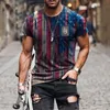 ファッションメンズ特大のTシャツ夏のショートスリーエレブ3Dフラグ印刷スポーツフィットネスシャツルーズアンド通気性ストリートウェア220607