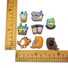 20st/Set Creative Coffee Cup Milk Tea Cup Cartoon Mönster Croc Jibz Charms 2d Soft PVC Söt sko Charm Accessories Clog Pins Skor Knappar Dekorationer Fit Sandaler