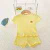 Ensembles de vêtements bébé fille de survêtement d'été Rible Colonches courtes Tees Coton Shorts doux 2pc costume de vêtements