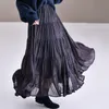 MICOCO Q2530 Korean version of foreign gas broken flower chiffon pleated skirt temperament elastic waist qiu dong female 220401