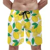 남자 반바지 귀여운 레몬 패턴 보드 과일 디자인 애호가 해변 탄성 허리 커스텀 수영 트렁크 플러스 크기 3xlmen 's