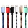 2A Braid Data USB Cables Type C Android 2M 3M 6ft 10ft flätad laddningskabel