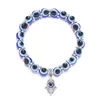 Amuletos religiosos acrílicos Lucky Hand Riss Strands Stretch Bracelet Joias Evil Blue Eyes Bead Bracelet for Women Men Jewellry Party Gift