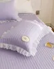 100 COTONE Top Quailty Lace Gilrs Set biancheria da letto viola Bellissimi set Copriletto trapuntato trapuntato di vendita calda 3 pezzi lenzuolo e federe