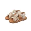 2022 Summer New Children's Woven Sandals Kids Fashion Casual Shoes Open-Toe Korean Soft-Soled Beach Shoes Non-Silp Baby Girls G220523