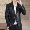 حفلة موسيقية فاخرة حفلة موسيقية للرجال الزهور تصميم فستان تباين ذي طوق عشاء السترة Homme Slim Fit Suit Stuck Stack