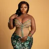 2022 Plus Size Arabisch Aso Ebi Dunkelgrüne Meerjungfrau-Abschlussballkleider Perlenkristalle Abendformelle Party Zweiter Empfang Geburtstag Verlobung Brautjungfernkleider Kleid ZJ26