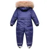 Olekid Boys Winter Snowsit Waterproof Real Futro Gruby Dziewczęta Jobsek 3-10 lat Kisitora Dzieci Kuitu Narciarnia Śnieg