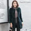 Pelliccia femminile finta cm patchwork lungo rex cappotto / / giacche da uomo personalizzata più dimensioni rotonde collaraggio blu blu nero blu verde cintura di cintura di donne