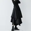 Japoński Gotyk Nieregularny Plisowany Spódnica Kobiety Czarny Harajuku Punk Cargo Lato Vintage Odzież Długa Saia 220317