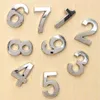 Novo 3d dígitos 0-9 número prata adesivo 5cm placa sinal hotel prateado porta placa moderna chapeada casa decoração do carro