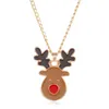 Pendentif Colliers U-Magical Noël Émail Marron Elk Costume Dangle Boucles D'oreilles Bagues Bracelets Pour Femmes Chaîne En Métal Doré Fête BijouxPendan